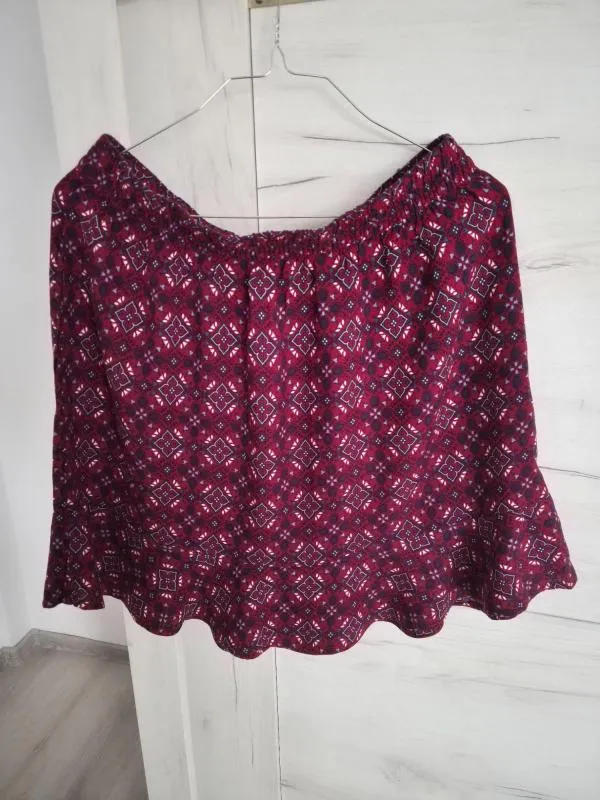 Fustă cu volane BLUE MOTION M | Burgundy, Mini, Cu fit, Floral & Tropical, Volane, Vâscoză - Image 3