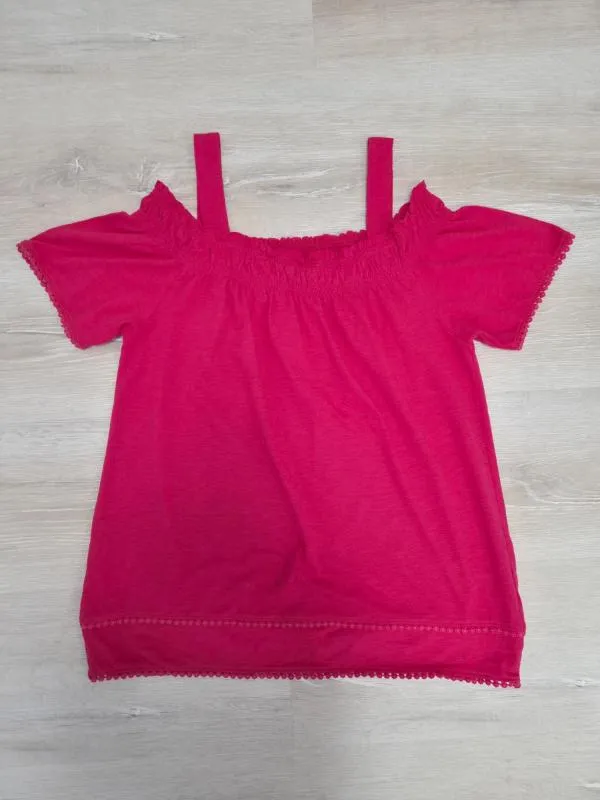 Tricou Yessica S | Fuchsia, Normal, Cu umerii goi, Bumbac - Image 3