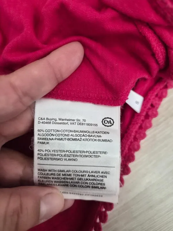 Tricou Yessica S | Fuchsia, Normal, Cu umerii goi, Bumbac - Image 5