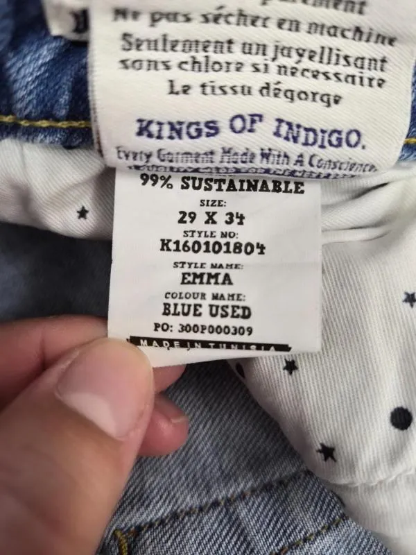 Blugi Kings Of Indigo EU 38 | Bleu, Lungi, Talie medie, Tapered (Conici) fit, Bumbac - Image 7