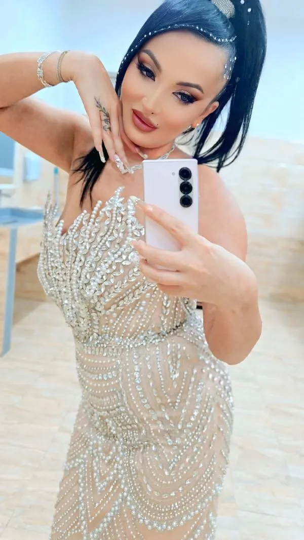 Rochie de seară EU 36 | Bej, Maxi, Cu umerii goi, Pietre decorative - Image 9