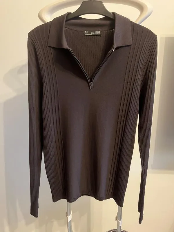 Bluză Zara L | Negru, Mânecă lungă, Raion - Image 4