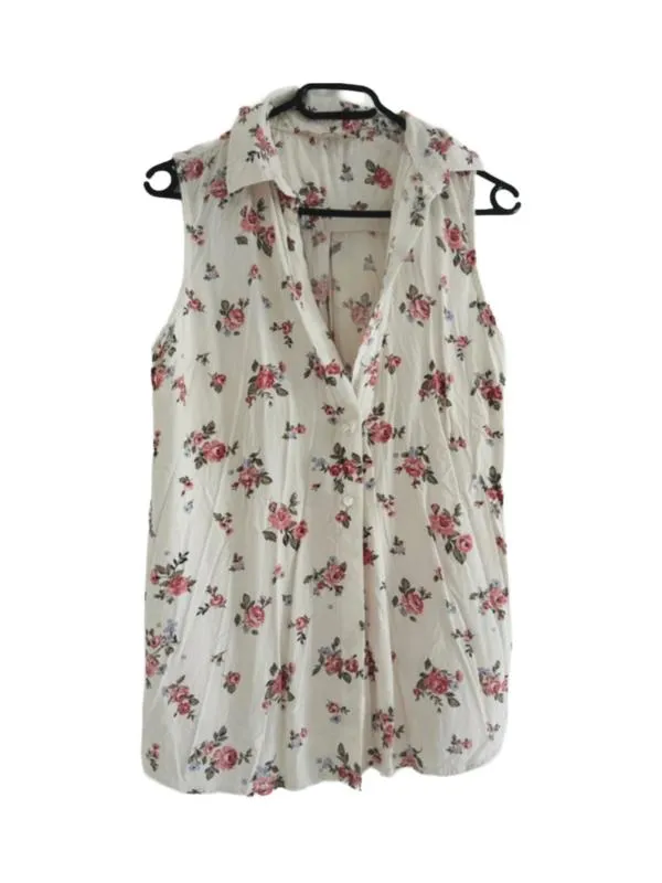 Cămașă C&A M | Alb, Normal, Fără mâneci, Floral & Tropical