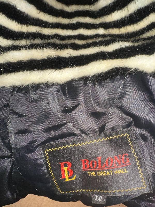 Geacă din blană Bolong XXL | Negru, Cu glugă, Dungi - Image 4