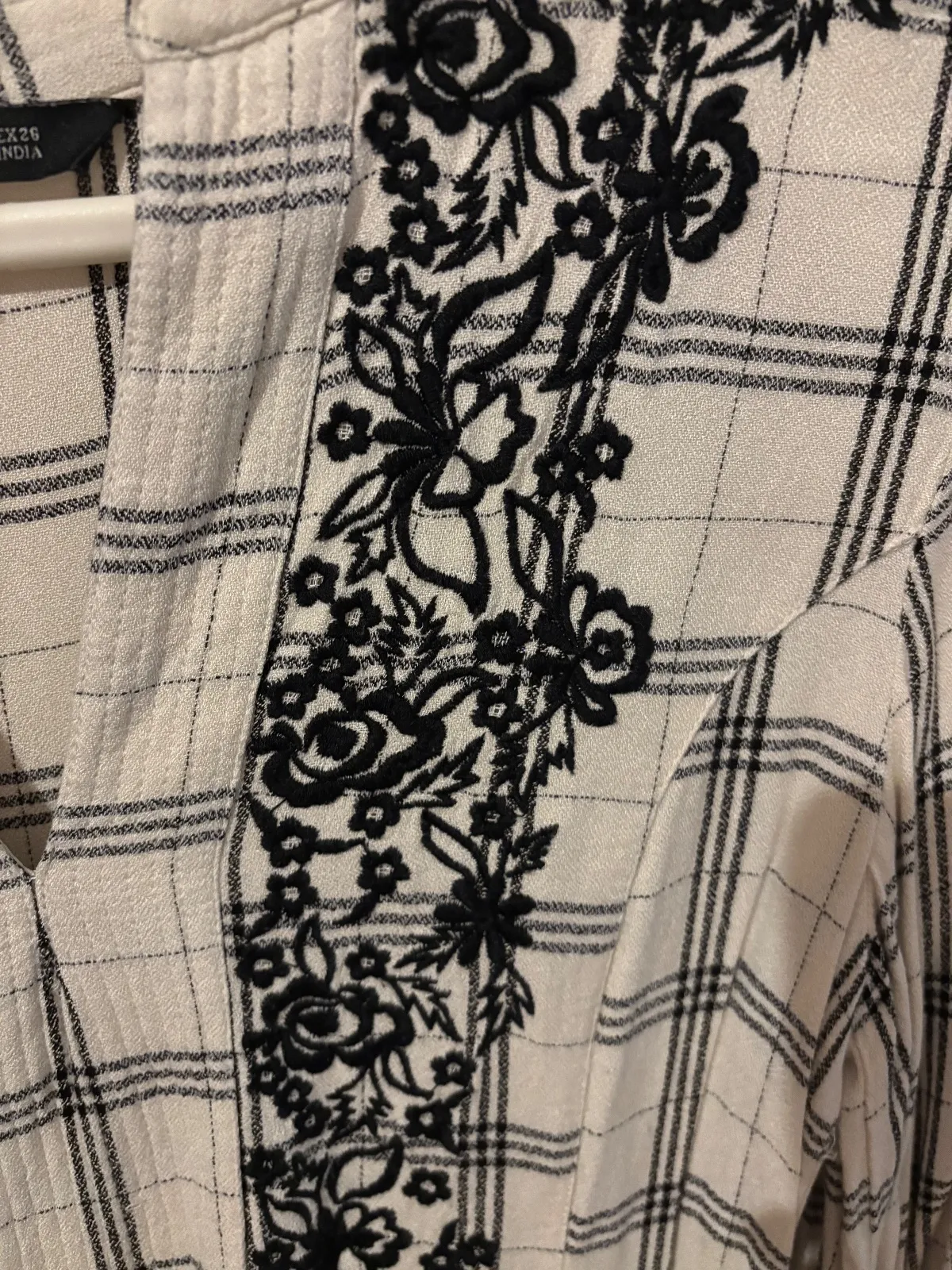 Rochie tip cămașă Zara EU 36 | Crem, Mini, Mânecă lungă, Carouri - Image 5