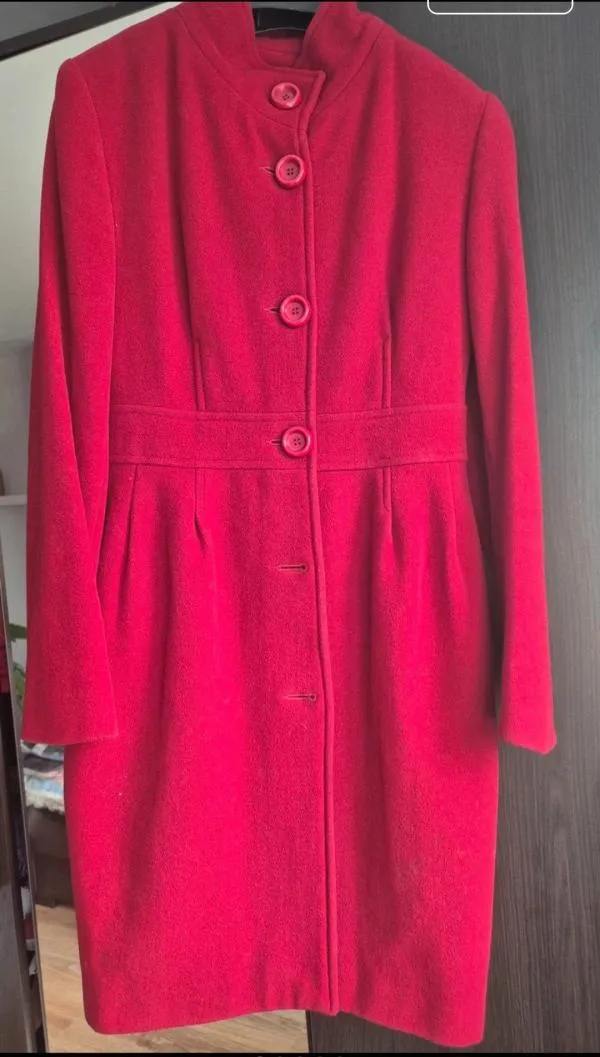 Palton lung Moda Alice EU 36 | Burgundy, Fără glugă - Image 2