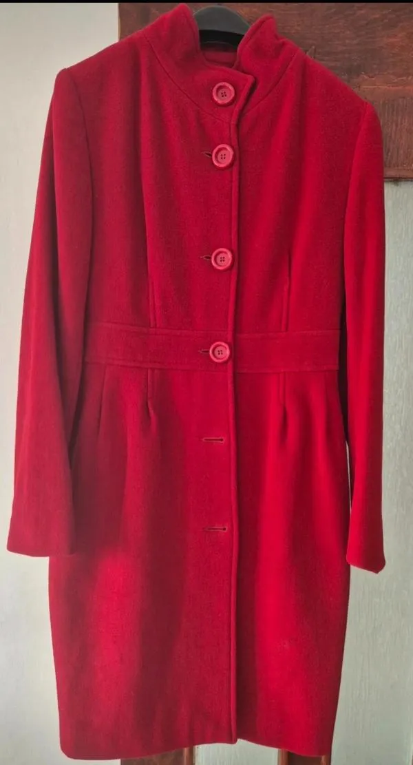 Palton lung Moda Alice EU 36 | Burgundy, Fără glugă - Image 3