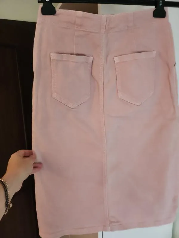 Fustă din denim Marks&spencer EU 38 | Roz, Midi, Talie înaltă - Image 3