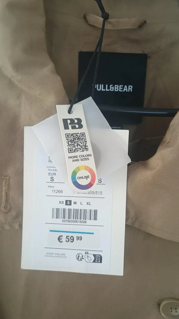 Trenci Pull&Bear S | Bej, Fără glugă - Image 6
