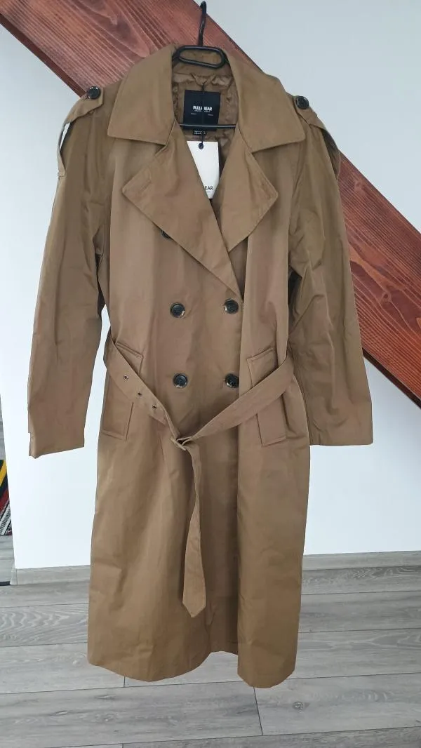 Trenci Pull&Bear EU 42 | Caramel, Fără glugă - Image 2