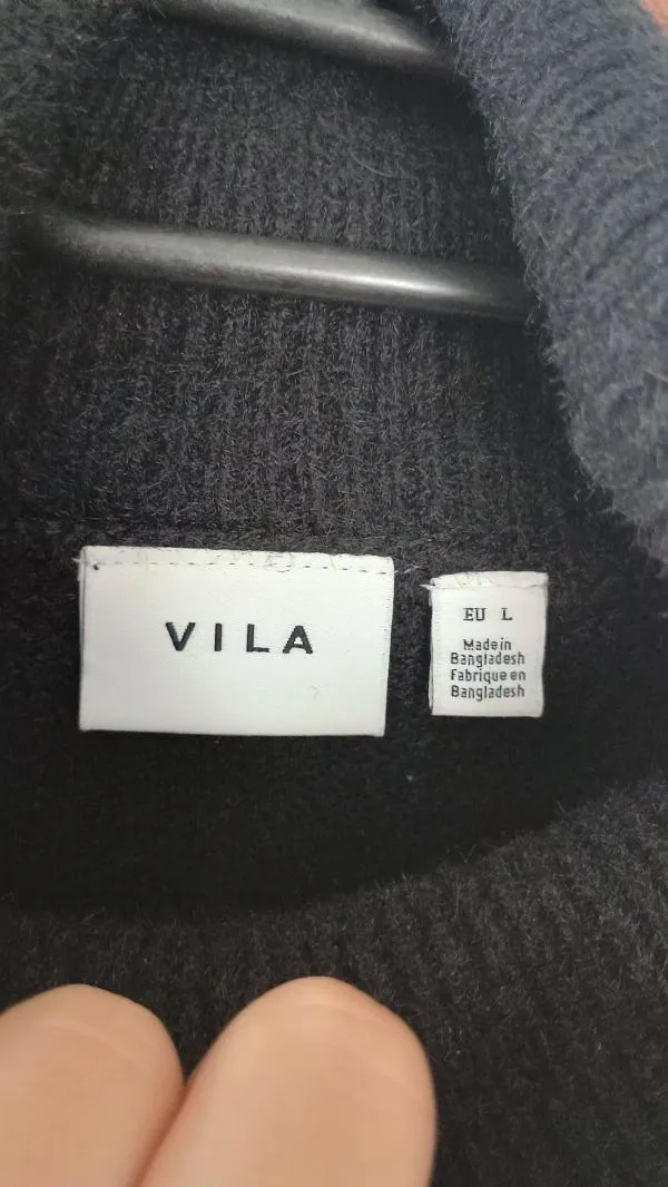 Pulover cu guler înalt VILA L | Negru, Normal, Regular fit, Monocrom - Image 4