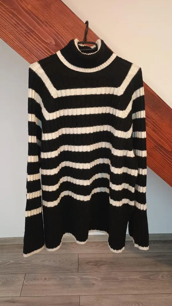 Pulover cu guler înalt H&M L | Negru, Normal, Regular fit, Dungi - Image 2