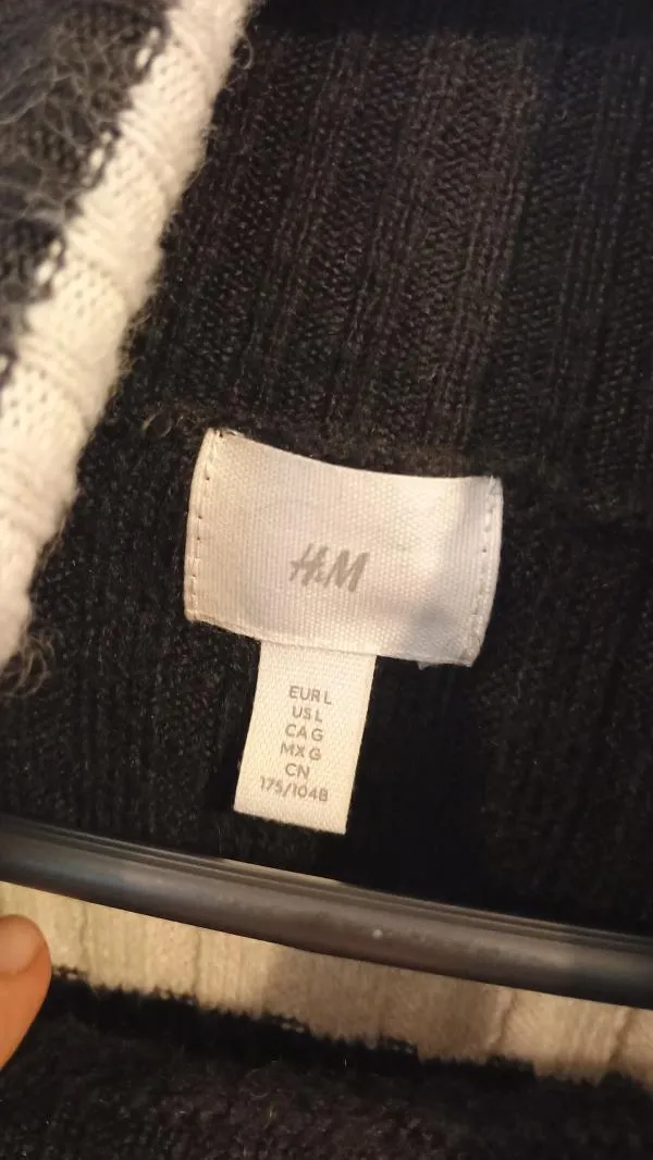 Pulover cu guler înalt H&M L | Negru, Normal, Regular fit, Dungi - Image 4
