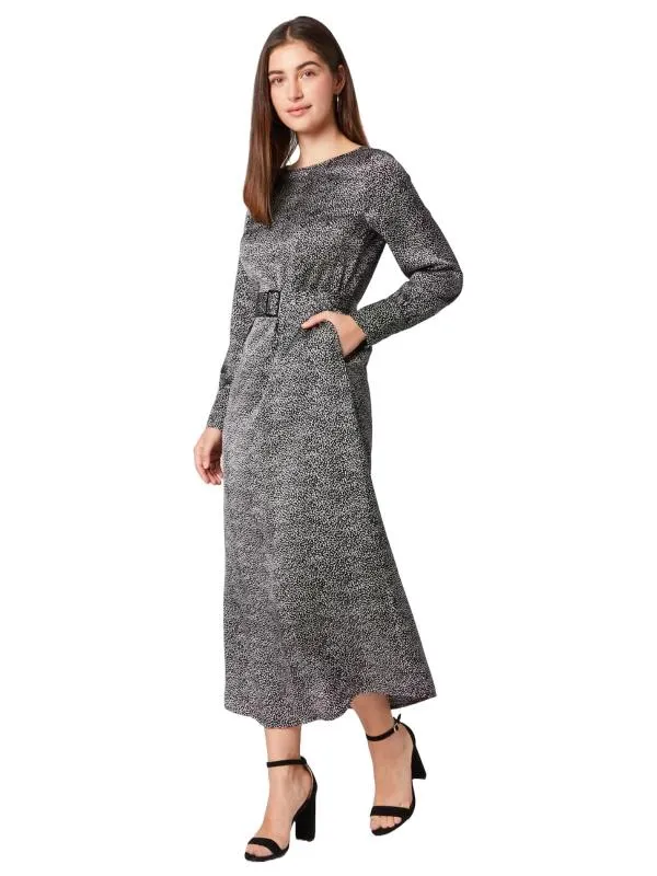 Rochie casual Guido Maria Kretschmer EU 36 | Negru, Maxi, Mânecă lungă, Buline & Imprimeuri mici