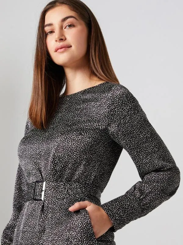 Rochie casual Guido Maria Kretschmer EU 36 | Negru, Maxi, Mânecă lungă, Buline & Imprimeuri mici - Image 4