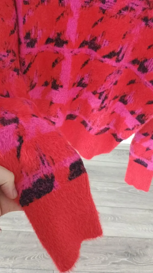 Pulover la baza gâtului Mohito EU 38 | Fuchsia, Normal, Regular fit, Abstract & Color Block - Image 3