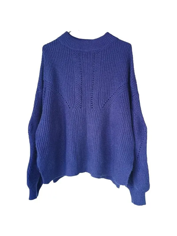 Pulover H&M M | Albastru, Normal, Mânecă lungă, Regular fit