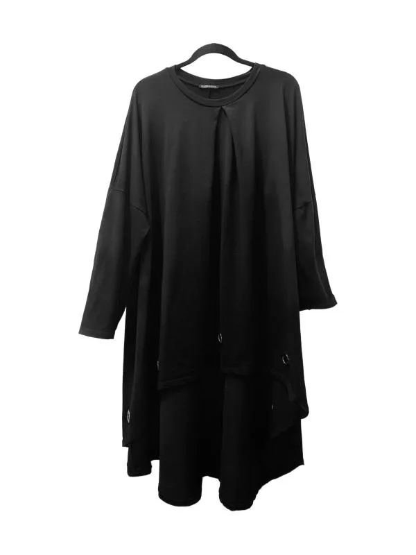 Rochie casual M | Negru, Midi, Volane, Bumbac