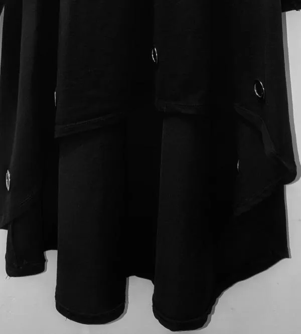 Rochie casual M | Negru, Midi, Volane, Bumbac - Image 3