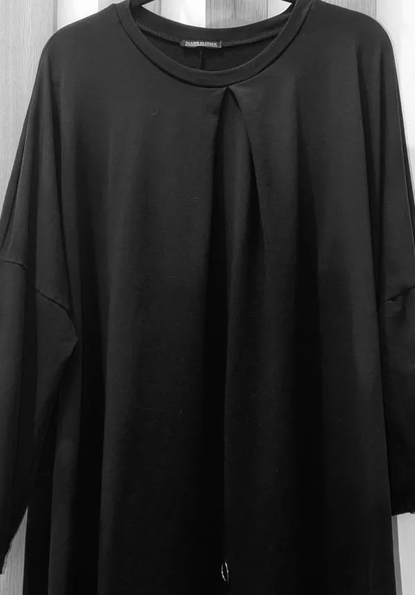 Rochie casual M | Negru, Midi, Volane, Bumbac - Image 4