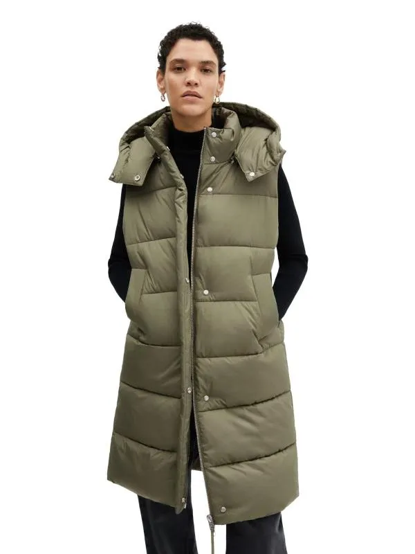 Vestă Mango EU 36 | Khaki, Cu glugă detașabilă, Monocrom