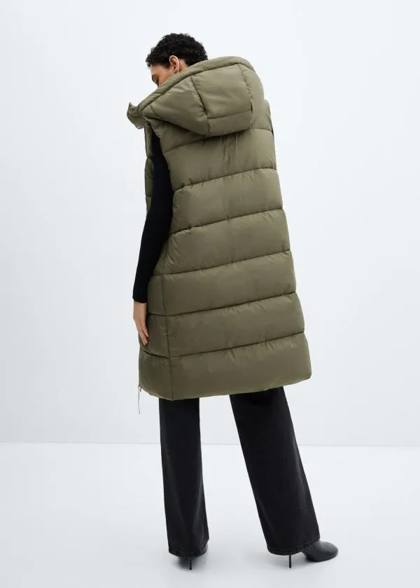 Vestă Mango EU 36 | Khaki, Cu glugă detașabilă, Monocrom - Image 3