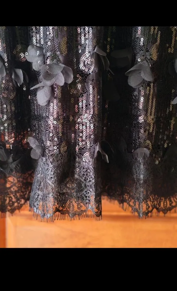 Rochie de seară Nissa EU 36 | Negru, Midi, Mânecă lungă, Paiete, Poliester - Image 7