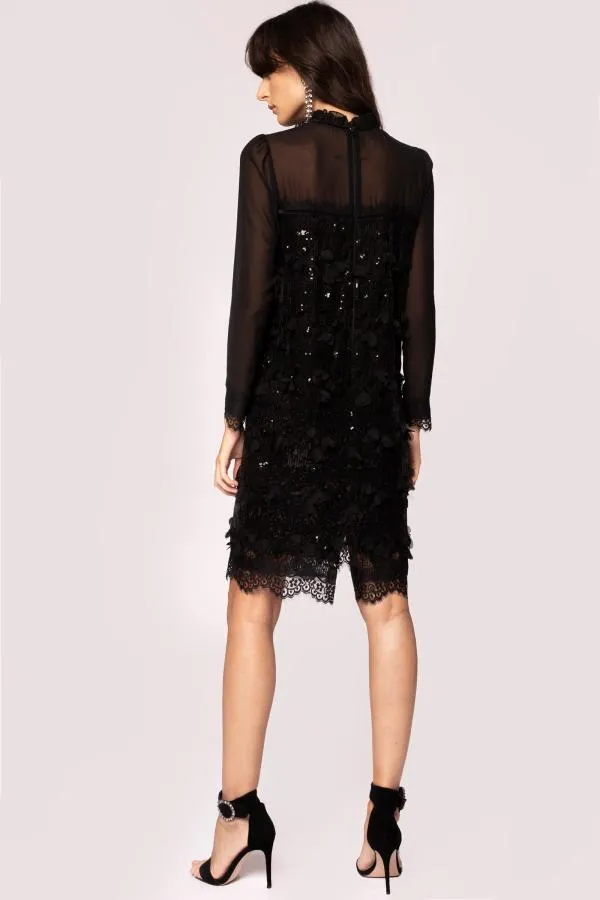 Rochie de seară Nissa EU 36 | Negru, Midi, Mânecă lungă, Paiete, Poliester - Image 3