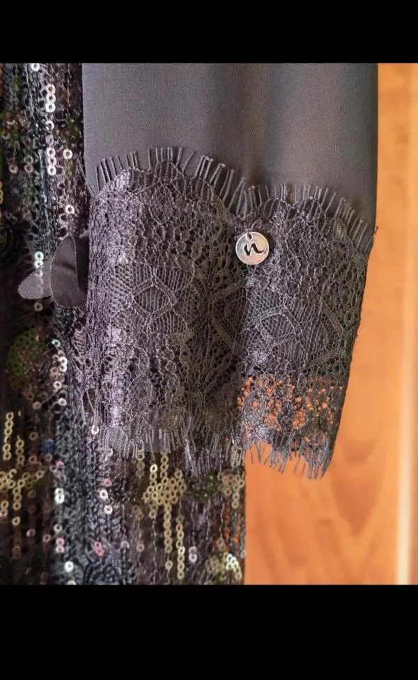 Rochie de seară Nissa EU 36 | Negru, Midi, Mânecă lungă, Paiete, Poliester - Image 8