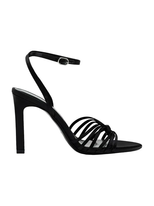 Sandale cu toc Zara EU 37 | Negru, Monocrom, Poliester