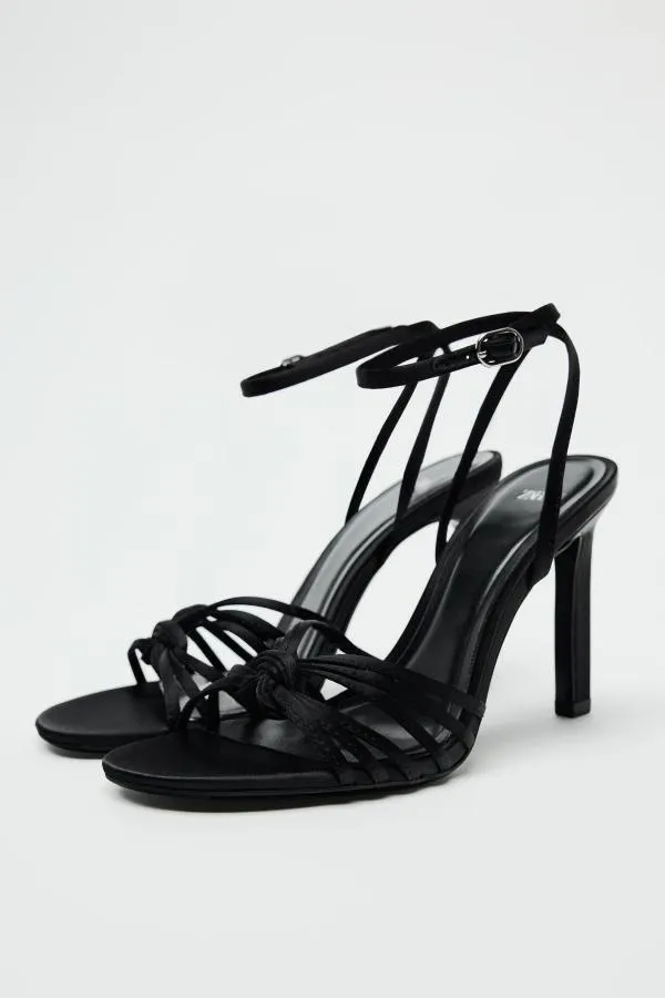 Sandale cu toc Zara EU 37 | Negru, Monocrom, Poliester - Image 2