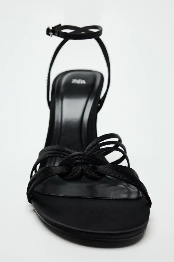 Sandale cu toc Zara EU 37 | Negru, Monocrom, Poliester - Image 4