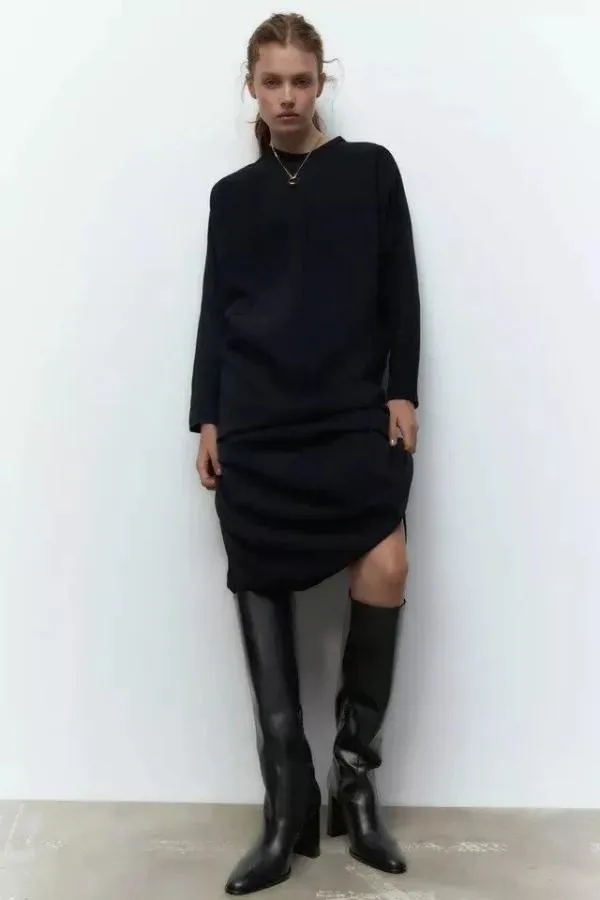 Cizme până la genunchi Zara EU 37 | Negru, Monocrom, Piele naturală - Image 3