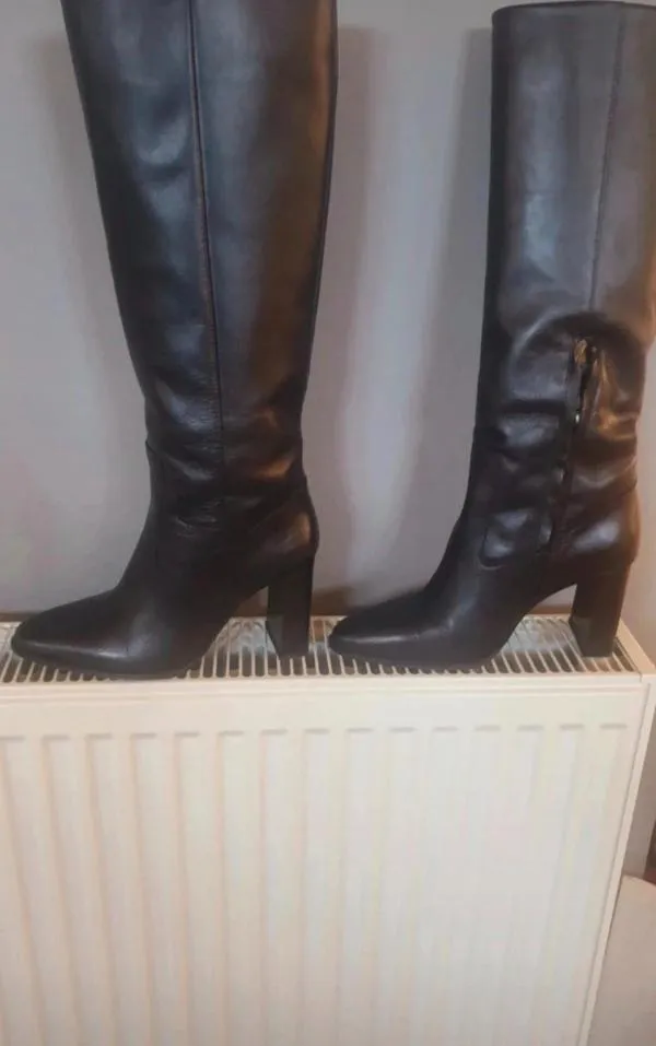 Cizme până la genunchi Zara EU 37 | Negru, Monocrom, Piele naturală - Image 10