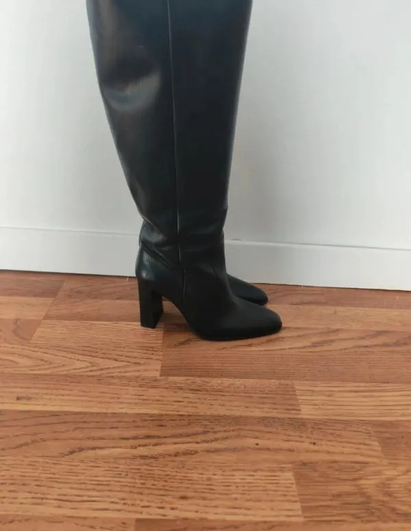 Cizme până la genunchi Zara EU 37 | Negru, Monocrom, Piele naturală - Image 5