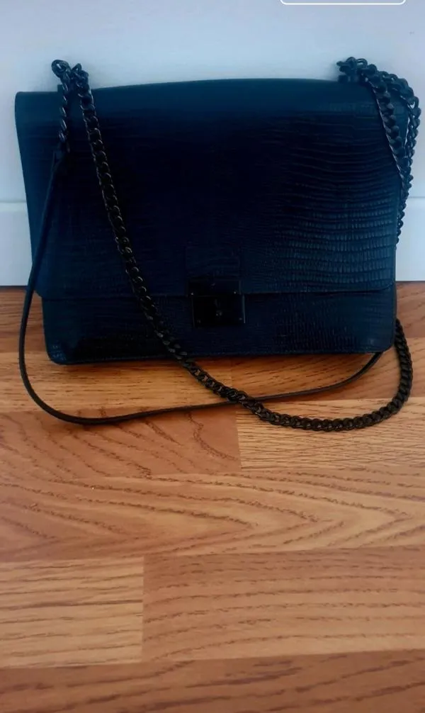 Poșetă Musette | Negru, Monocrom, Piele naturală - Image 2