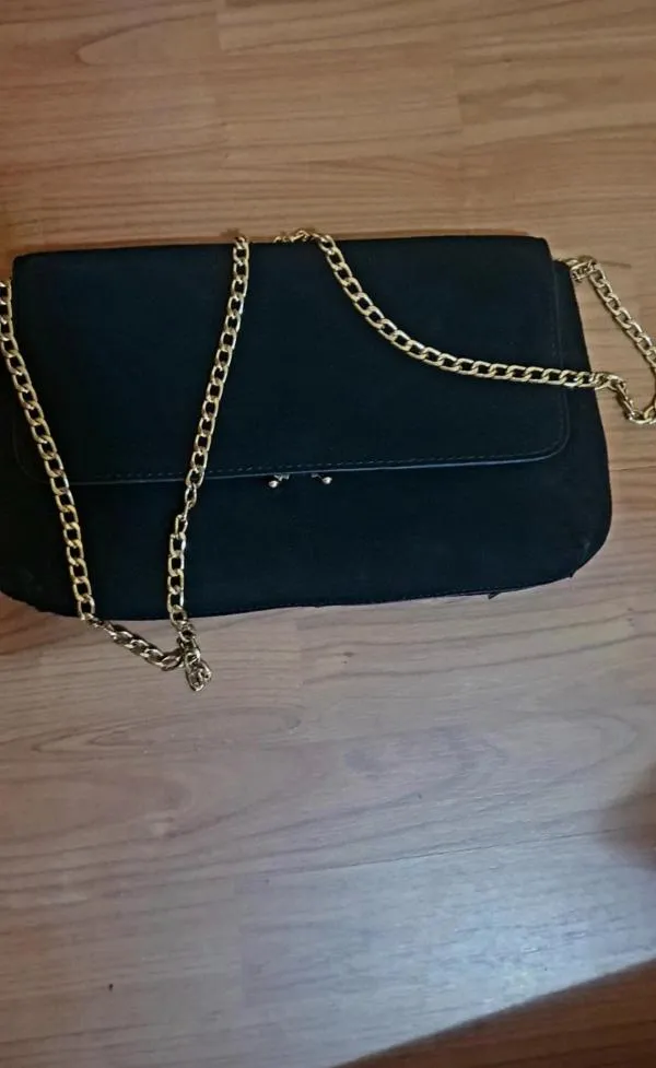 Poșetă Mango | Negru, Monocrom, Piele întoarsă Suede - Image 2