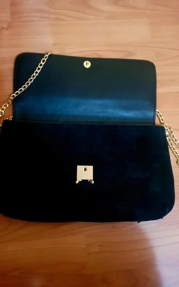 Poșetă Mango | Negru, Monocrom, Piele întoarsă Suede - Image 3