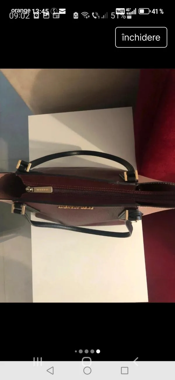 Geantă de umăr Michael Kors | Burgundy, Monocrom, Piele naturală - Image 12
