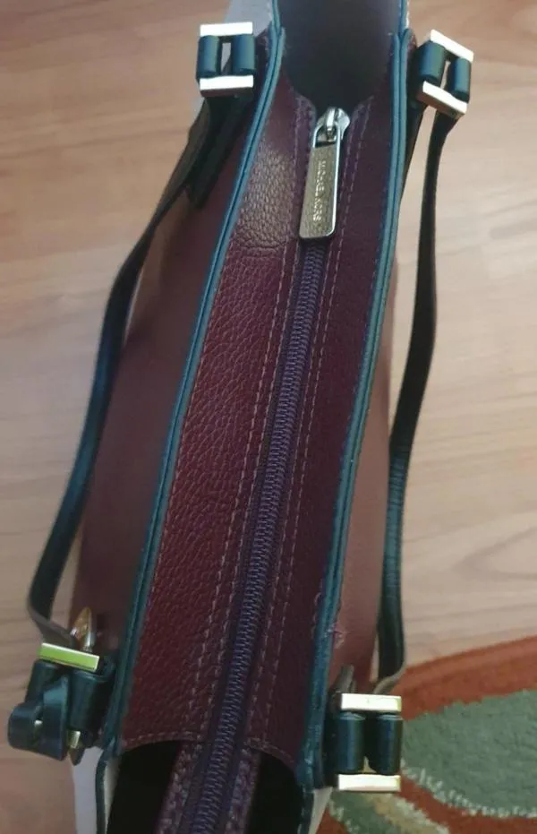 Geantă de umăr Michael Kors | Burgundy, Monocrom, Piele naturală - Image 6