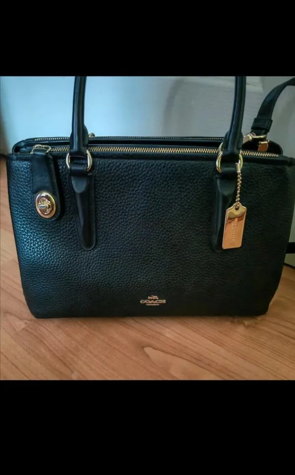Geantă de umăr Coach | Negru, Monocrom, Piele naturală - Image 2