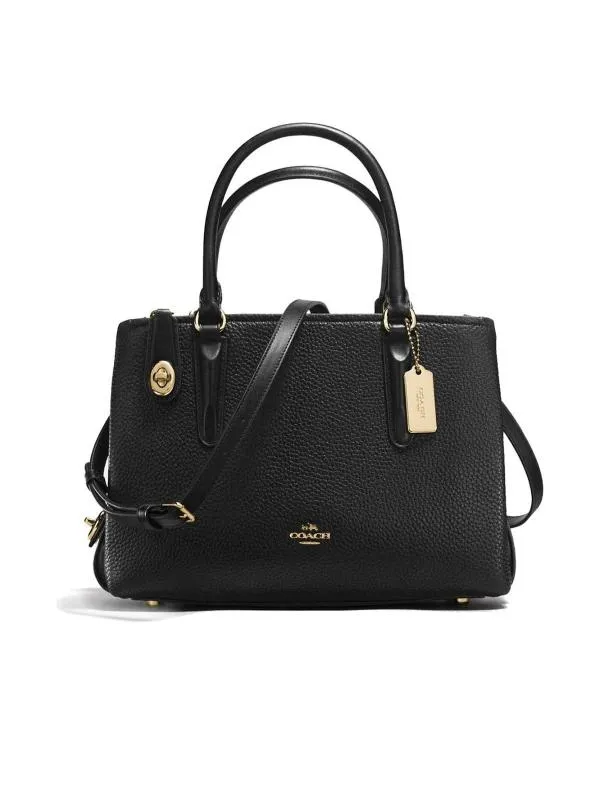 Geantă de umăr Coach | Negru, Monocrom, Piele naturală