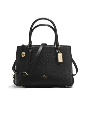 Geantă de umăr Coach | Negru, Monocrom, Piele naturală