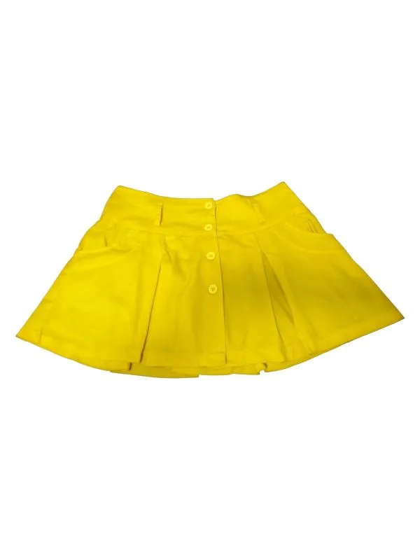 Fustă plisată M | Galben, Mini, Plisată fit, Pliuri, Denim