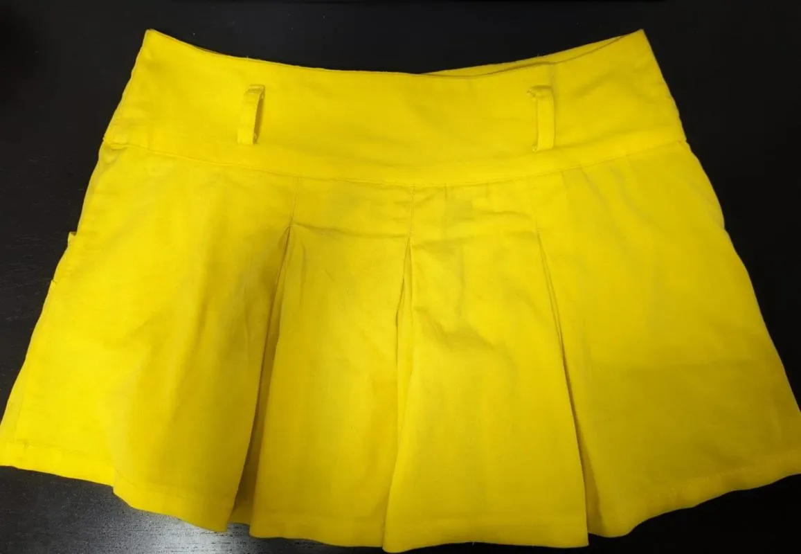 Fustă plisată M | Galben, Mini, Plisată fit, Pliuri, Denim - Image 3