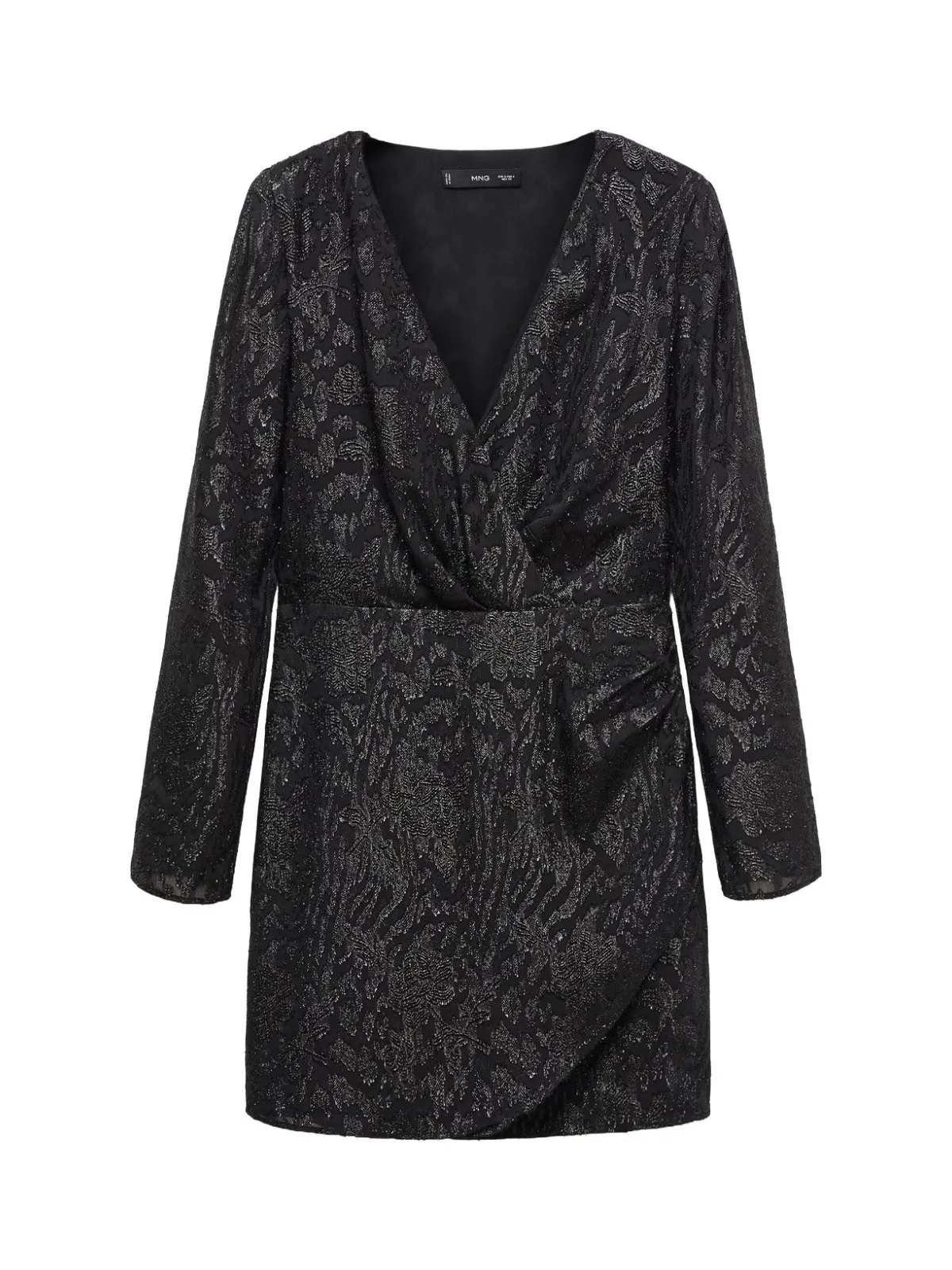 Rochie de seară Mango EU 38 | Negru, Midi, Mânecă lungă, Monocrom, Broderie, Poliester
