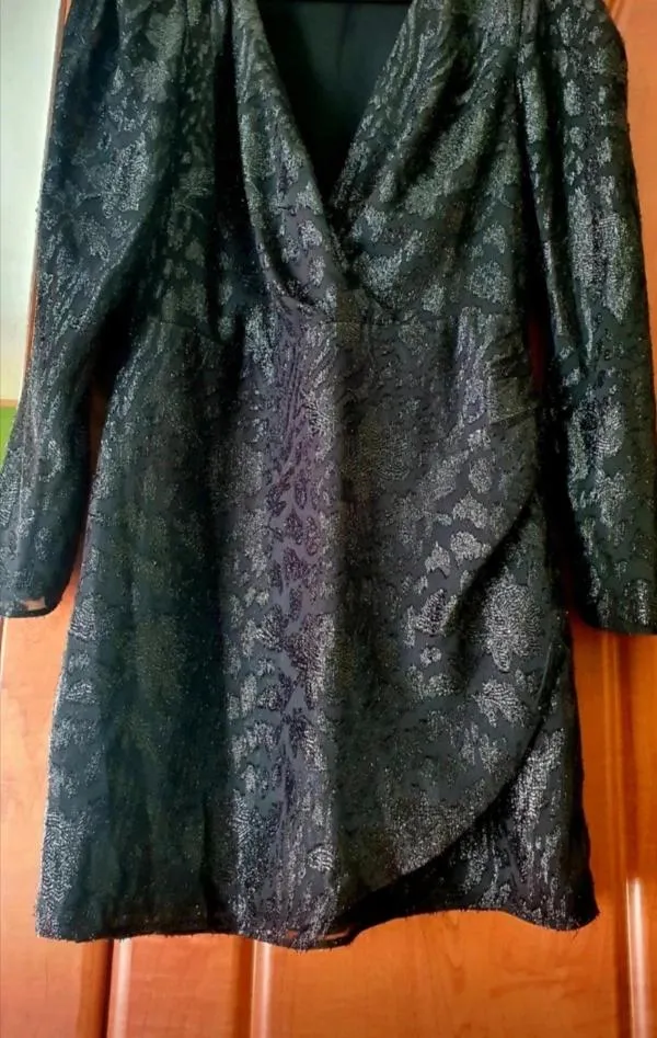 Rochie de seară Mango EU 38 | Negru, Midi, Mânecă lungă, Monocrom, Broderie, Poliester - Image 5