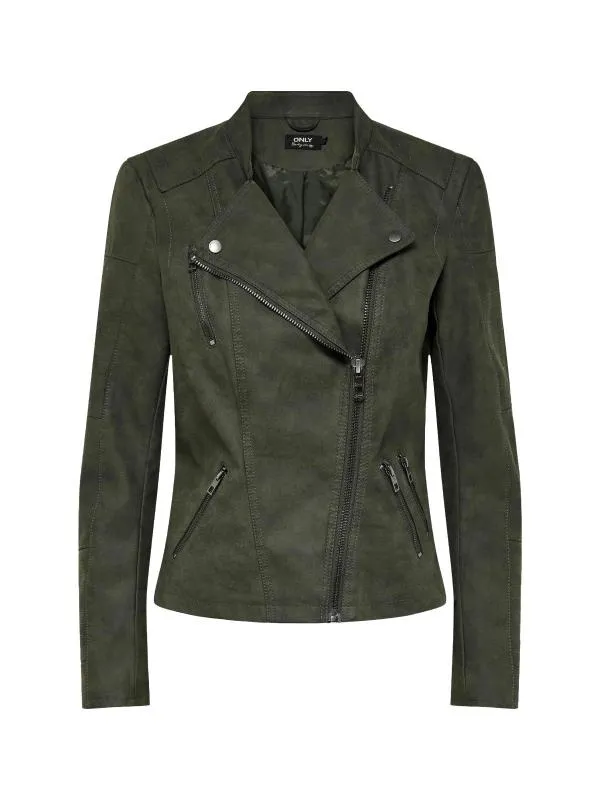 Geacă biker Only EU 38 | Khaki, Fără glugă, Monocrom, Poliester
