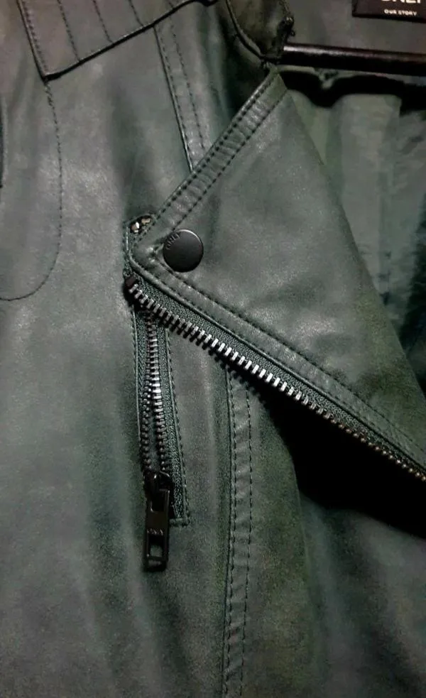 Geacă biker Only EU 38 | Khaki, Fără glugă, Monocrom, Poliester - Image 6