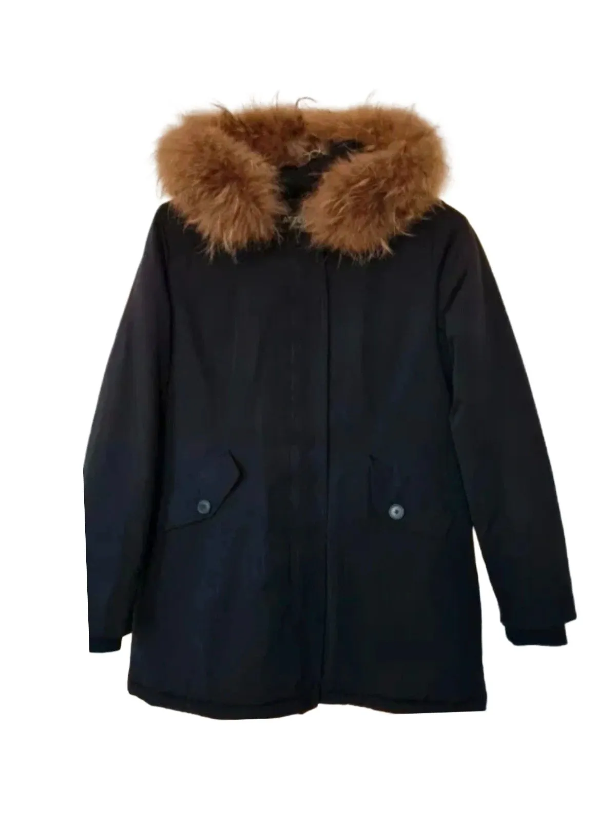 Geacă de iarnă Attentif EU 38 | Negru, Cu glugă detașabilă, Monocrom, Poliester